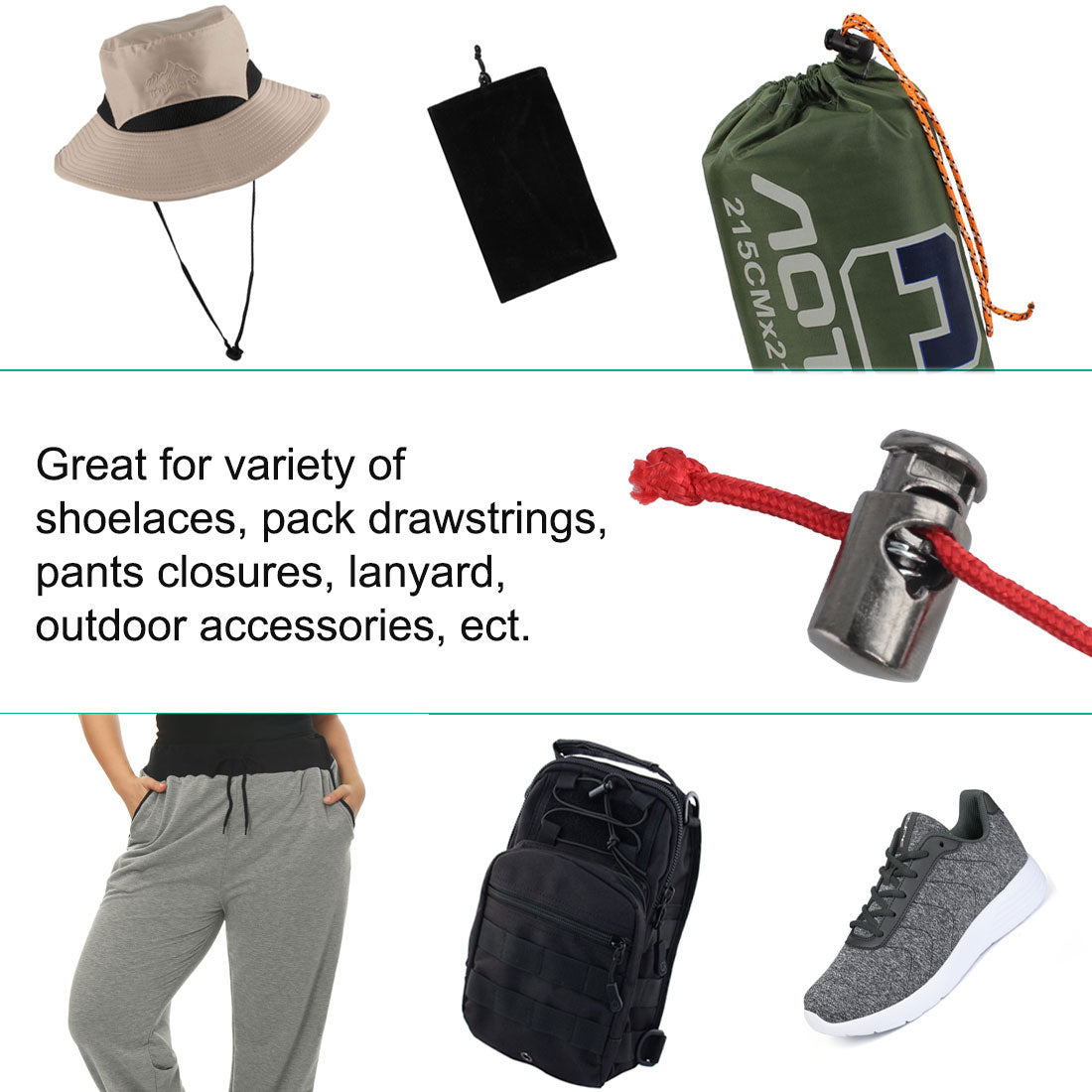 Harfington 6pcs Plastic Cord Lock Stoppers Spring End Toggle Fastener Slider Organizer