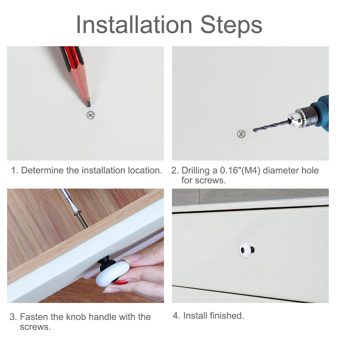 Harfington Ceramic Knob Handle Wood Dresser Wardrobe Cabinet Accessory 8pcs