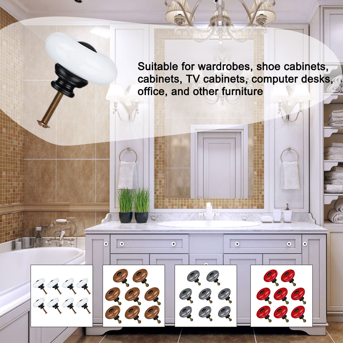 Harfington Ceramic Knob Handle Wood Dresser Wardrobe Cabinet Accessory 8pcs