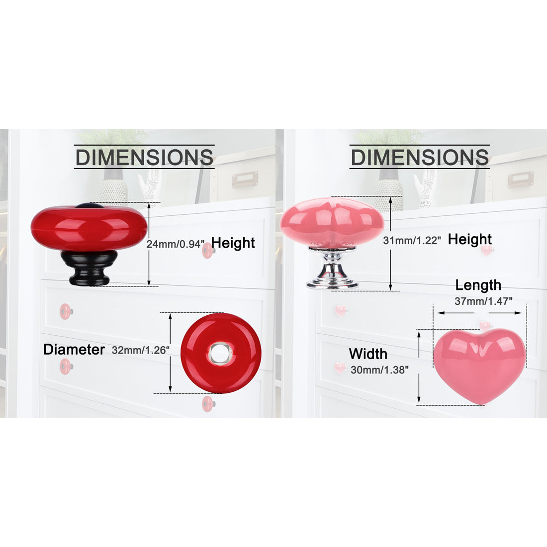 Harfington Ceramic Knob Handle Wood Dresser Wardrobe Cabinet Accessory