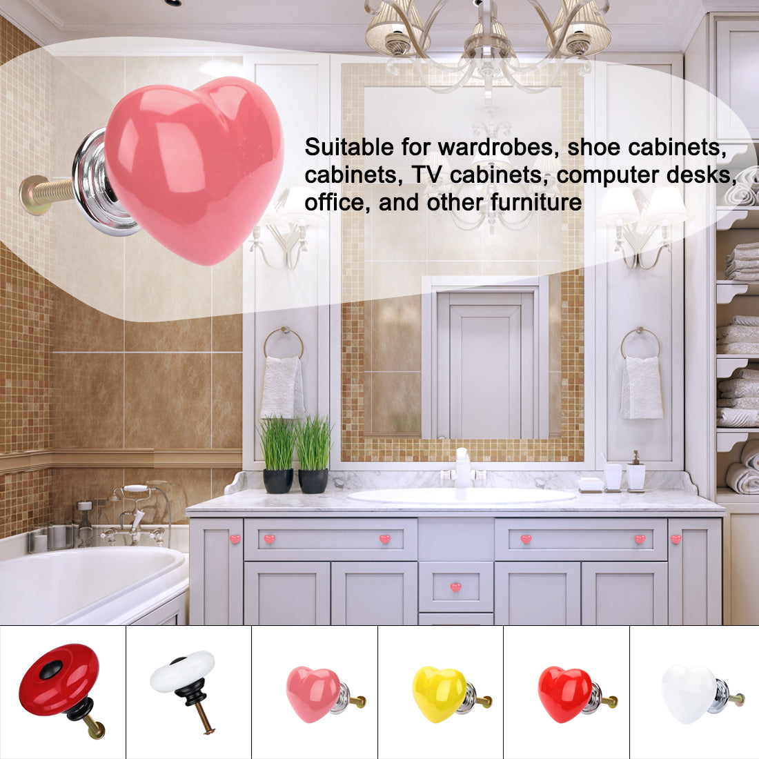 Harfington Ceramic Knob Handle Wood Dresser Wardrobe Cabinet Accessory