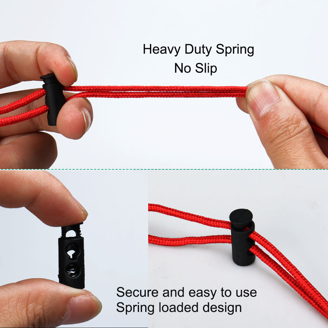 Harfington 8pcs Plastic Spring Cord Locks Double Hole End Stopper Fastener Slider