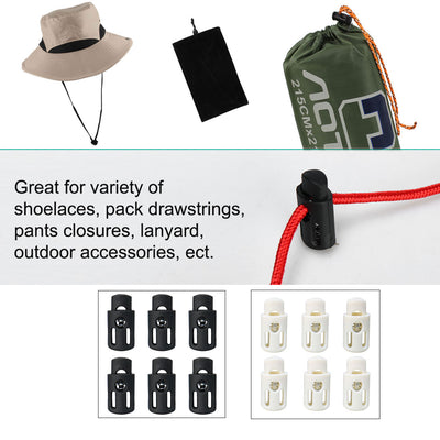 Harfington 6pcs Plastic Cord Locks Stopper End Spring Toggle Fastener Organizers