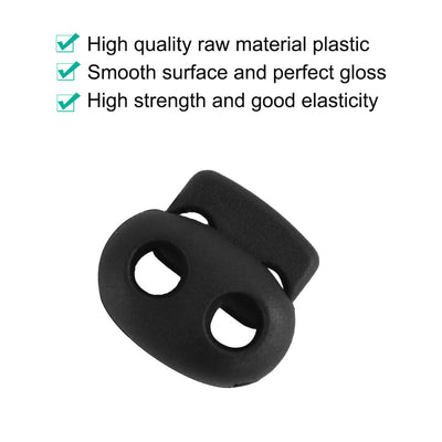 Harfington 10pcs Plastic Spring Cord Locks Double Hole End Rope Fastener Slider
