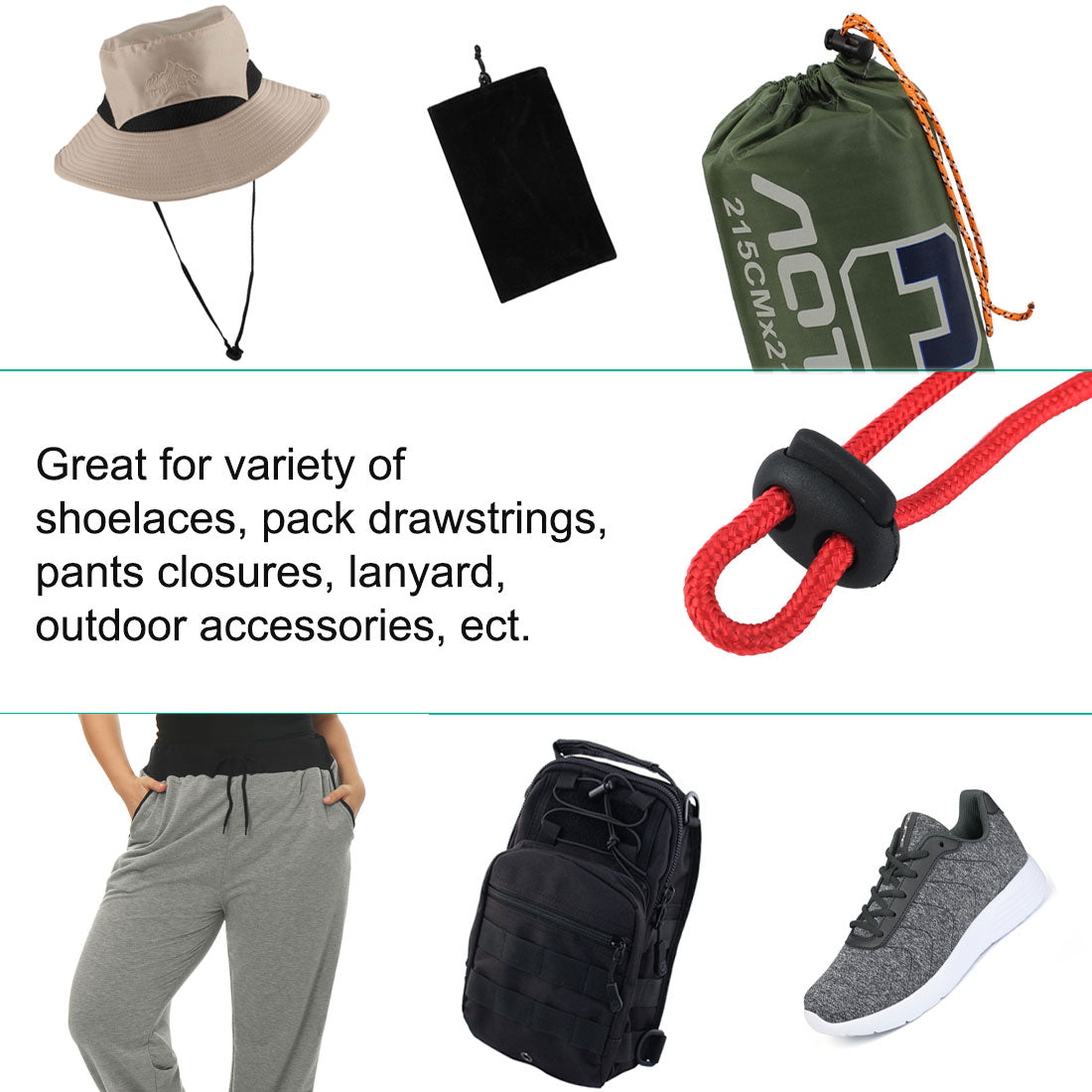 Harfington 10pcs Plastic Spring Cord Locks Double Hole End Rope Fastener Slider