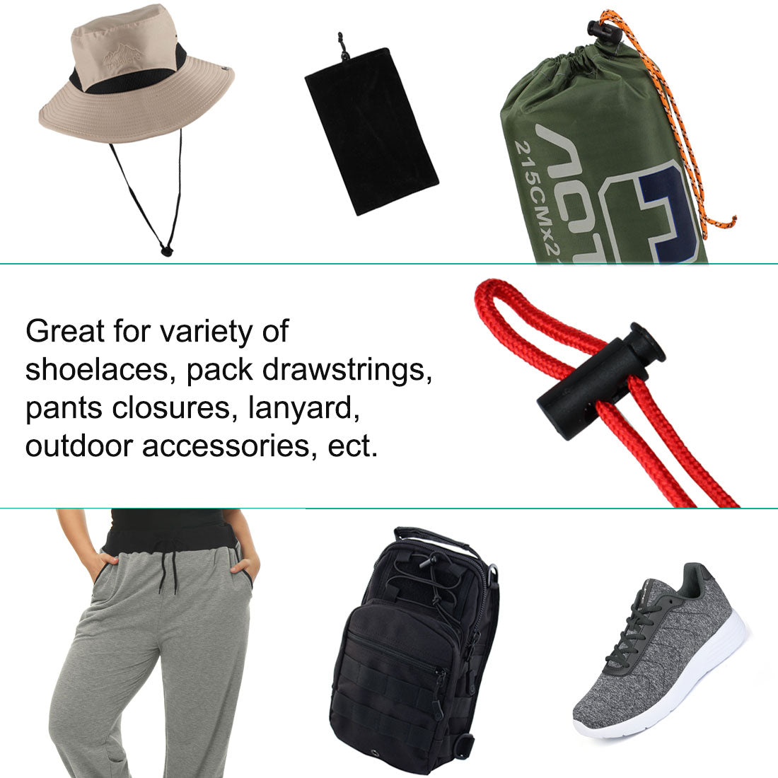 Harfington 10pcs Plastic Spring Cord Locks Double Hole End Stopper Fastener Slider