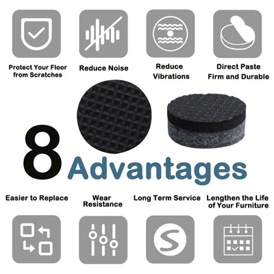 Harfington Furniture Felt Pads Grippers Round Self Stick Anti Slip Gra