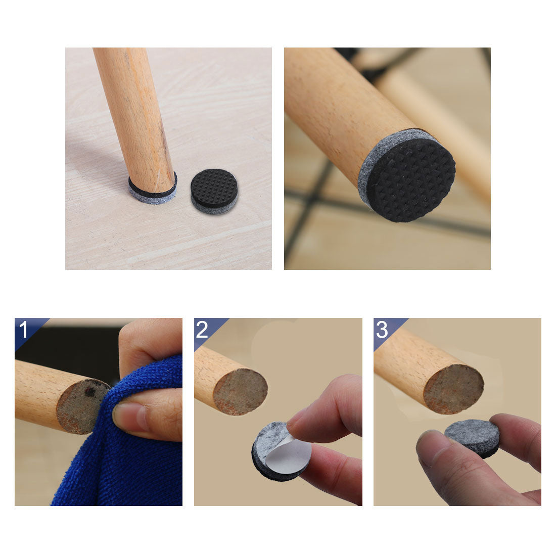 Harfington Furniture Felt Pads Grippers Round Self Stick Anti Slip Gra