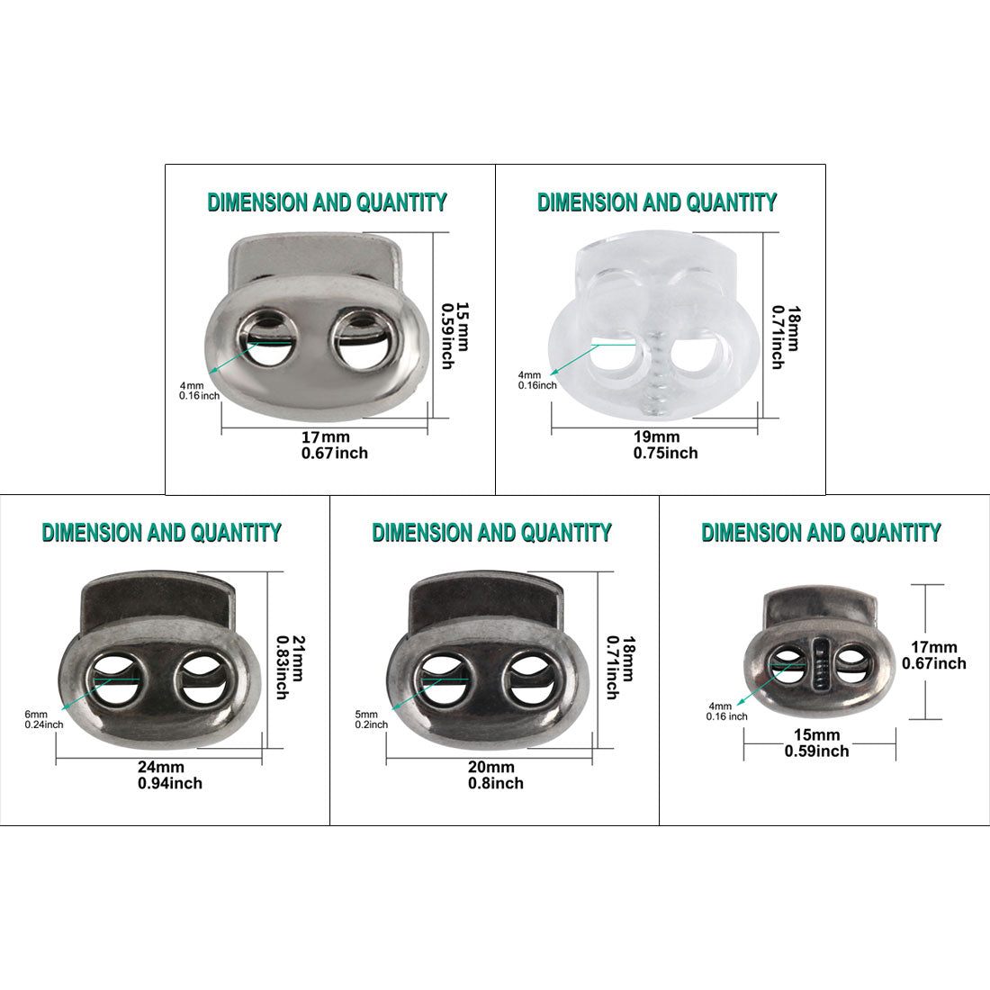 Harfington 12 Pcs Plastic Cord Locks Double Hole Stopper Spring Toggle Fastener