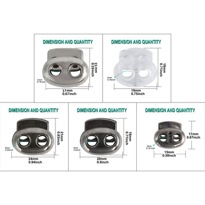 Harfington 12 Pcs Plastic Cord Locks Double Hole Stopper Spring Toggle Fastener