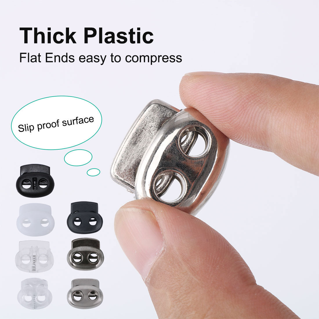 Harfington 12 Pcs Plastic Cord Locks Double Hole Stopper Spring Toggle Fastener