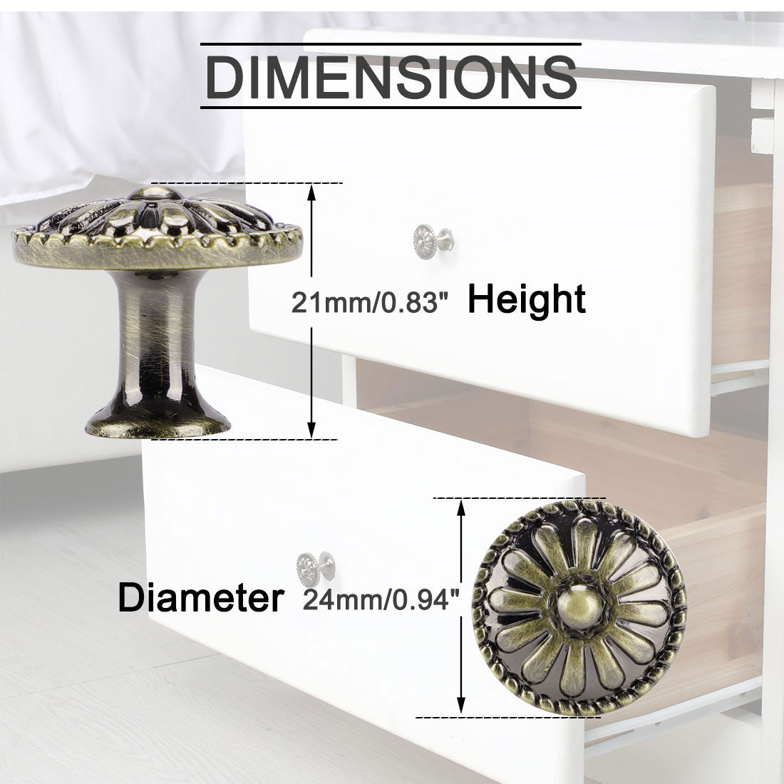 Harfington Drawer Knobs Metal Round Pull Handle for Dresser Cabinet 24mm, 5pcs