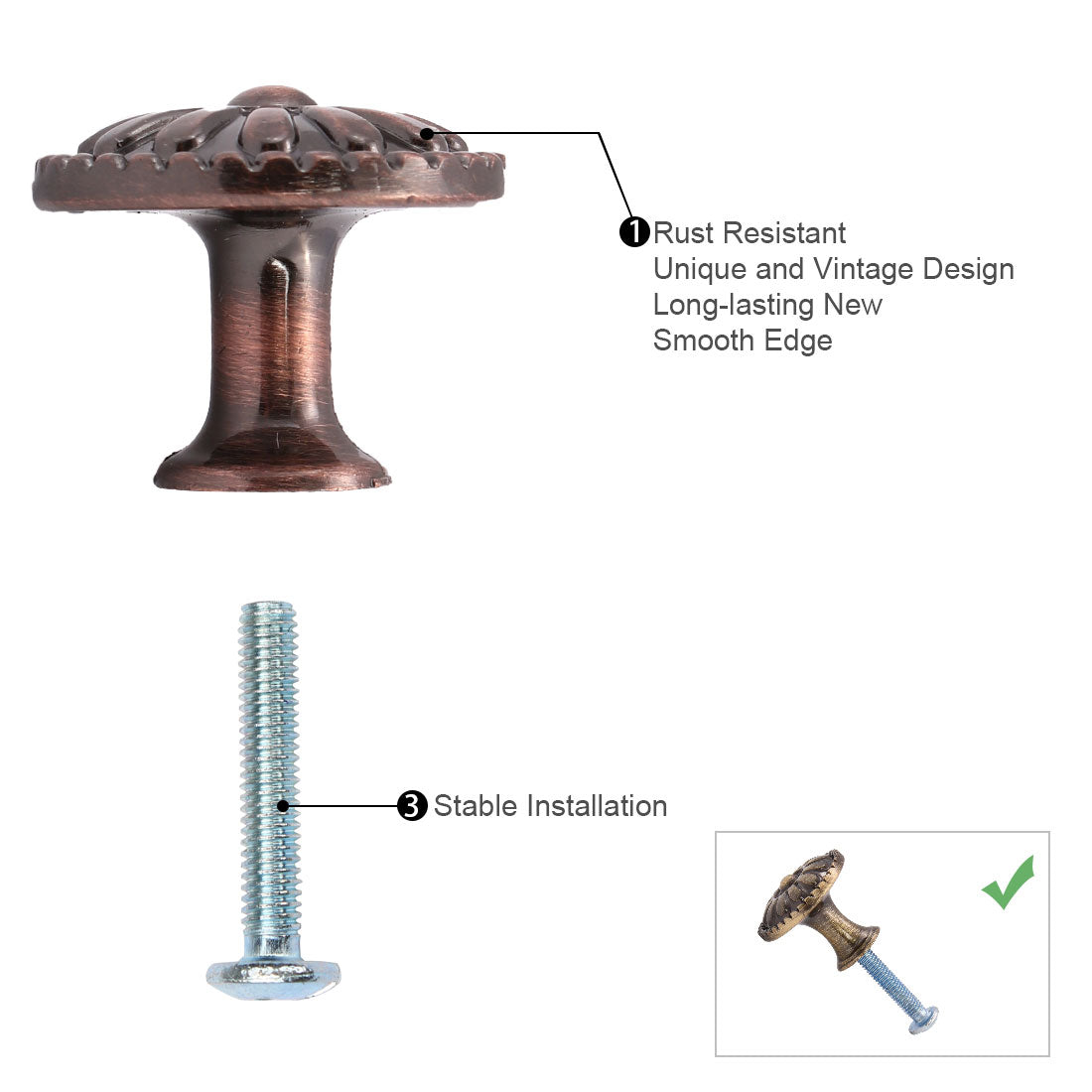 Harfington Drawer Knobs Metal Round Pull Handle for Dresser Cabinet 24mm, 5pcs