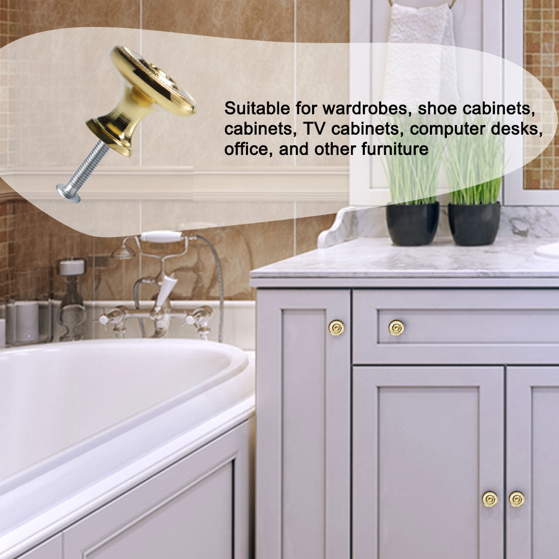 Harfington Zinc Alloy Knob Vintage Round Drawer Pull Handle Cabinet 26mm, 10pcs