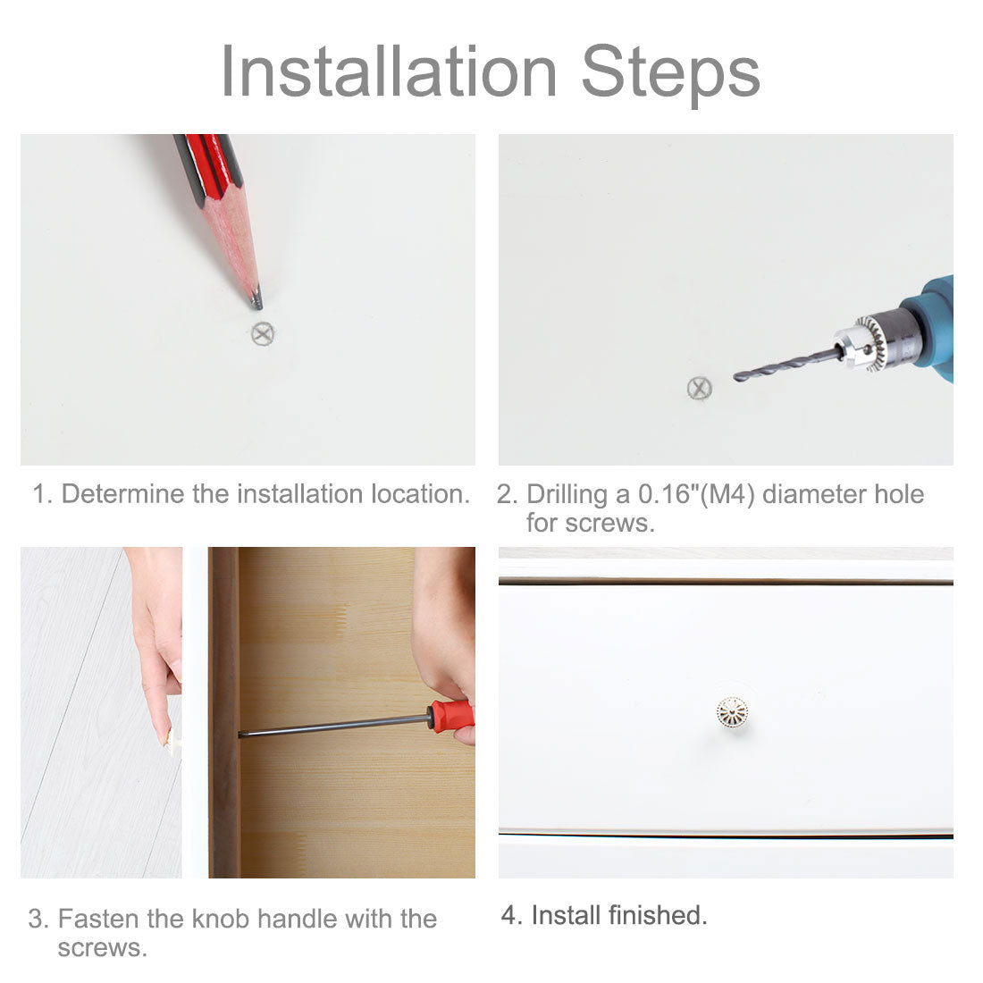 Harfington Drawer Knobs Metal Round Pull Handle for Dresser Cabinet 24mm 10pcs