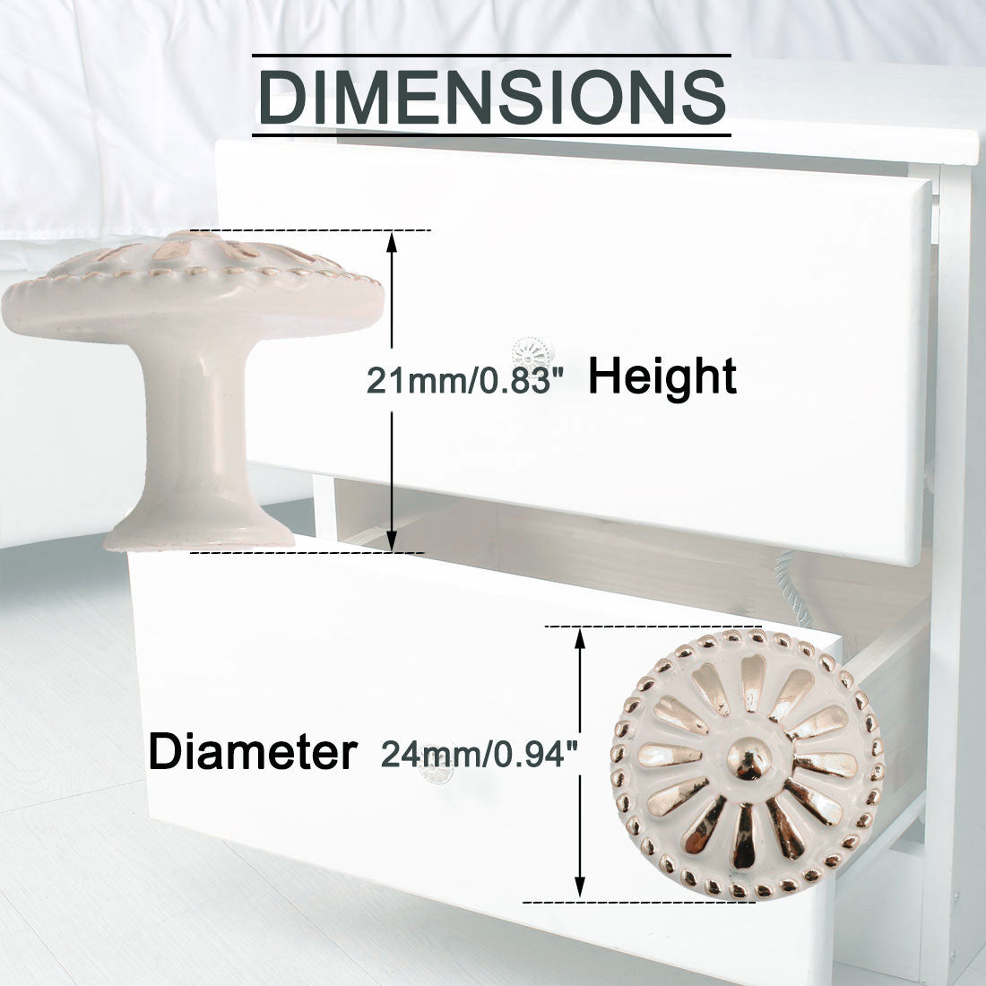 Harfington Drawer Knobs Metal Round Pull Handle for Dresser Cabinet 24mm 10pcs