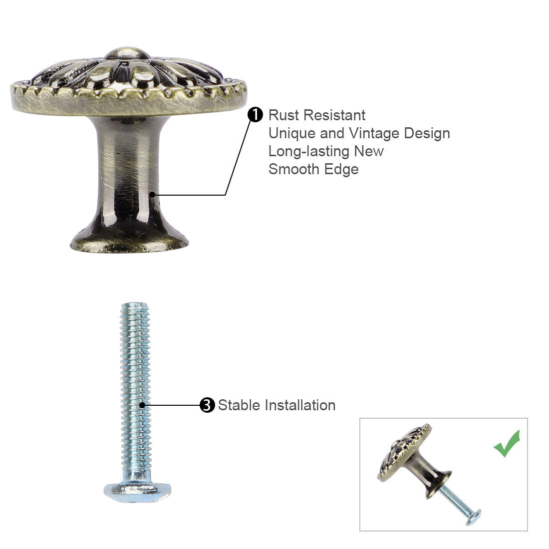 Harfington Drawer Knobs Metal Round Pull Handle for Dresser Cabinet 24mm 10pcs