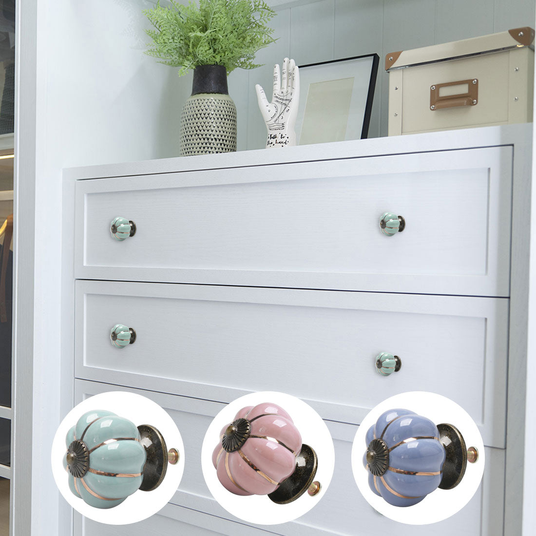 Harfington Ceramic Vintage Knob Pumpkin Handle Cupboard Wardrobe Drawer Dresser