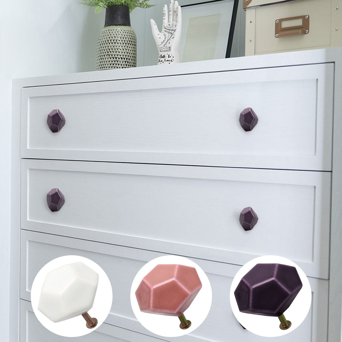 Harfington Ceramic Vintage Knob Geometry Drawer Pull Handle Cupboard Wardrobe Door