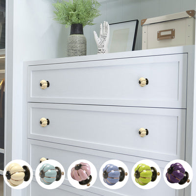 Harfington Ceramic Vintage Knob Drawer Dresser Pumpkin Handle Wardrobe Cupboard 4pcs