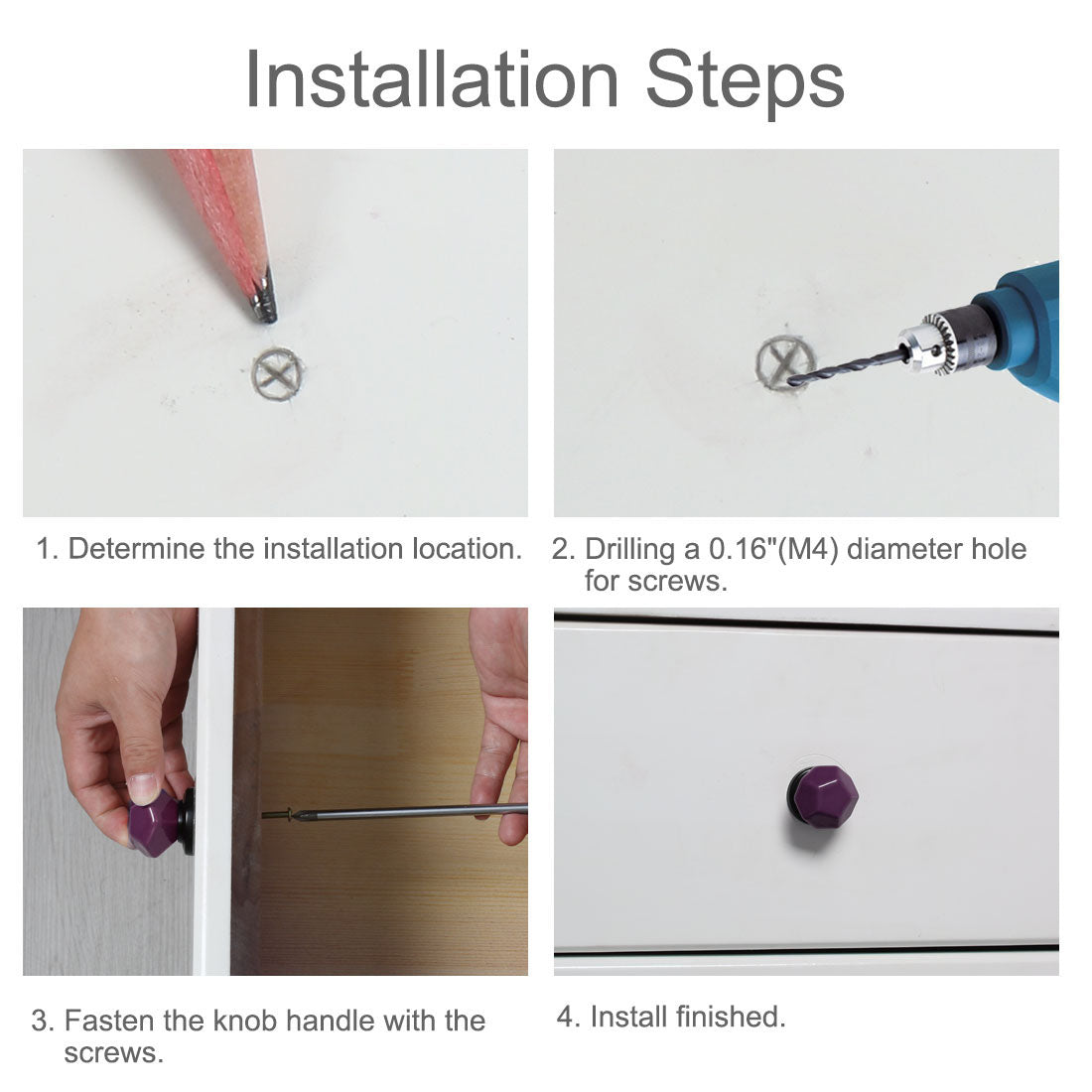 Harfington Ceramic Vintage Knob Geometry Drawer Pull Handle Cupboard Wardrobe 4pcs