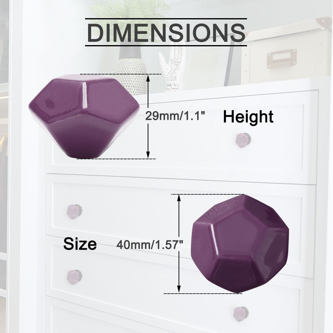 Harfington Ceramic Vintage Knob Geometry Drawer Pull Handle Cupboard Wardrobe 4pcs