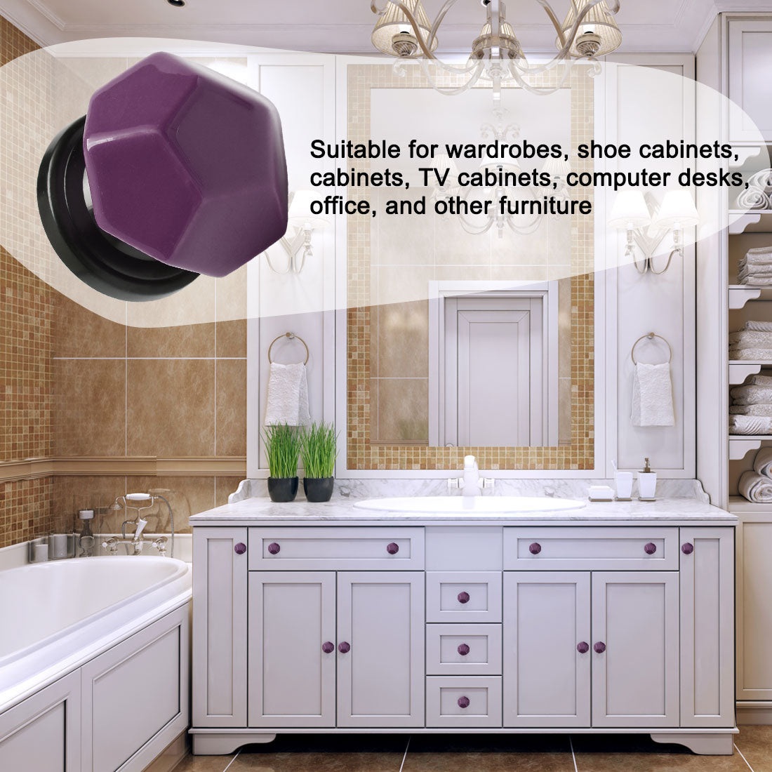 Harfington Ceramic Vintage Knob Geometry Drawer Pull Handle Cupboard Wardrobe 4pcs