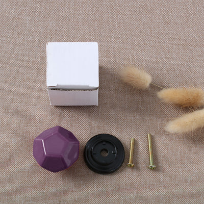 Harfington Ceramic Vintage Knob Geometry Drawer Pull Handle Cupboard Wardrobe 4pcs