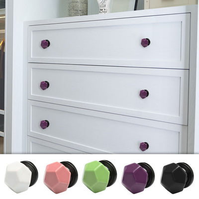 Harfington Ceramic Vintage Knob Geometry Drawer Pull Handle Cupboard Wardrobe 4pcs