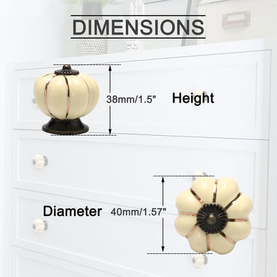 Harfington Ceramic Vintage Knob Dresser Pumpkin Pull Handle Cupboard Wardrobe 8pcs