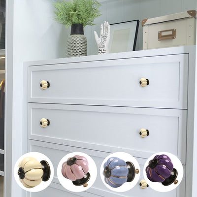 Harfington Ceramic Vintage Knob Dresser Pumpkin Pull Handle Cupboard Wardrobe 8pcs
