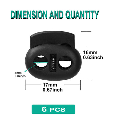 Harfington 6pcs Plastic Spring Cord Locks Double Hole End Rope Fastener Slider