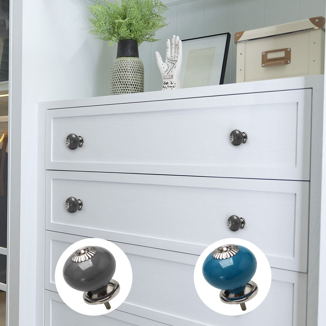 Harfington Ceramic Vintage Knob Drawer Round Handle Cupboard Wardrobe Dresser 4pcs