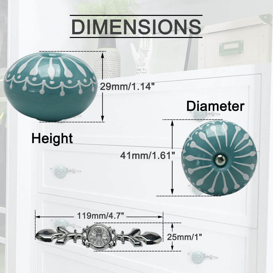 Harfington Ceramic Vintage Knob Drawer Pull Handles Cupboard Wardrobe 6pcs
