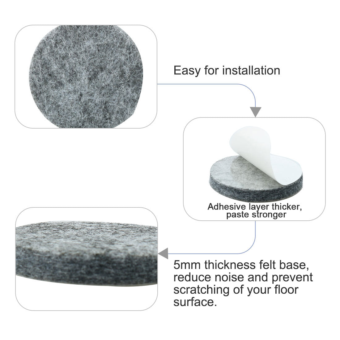 Harfington Felt Pads Grippers Round Self Stick Anti Slip 36pcs