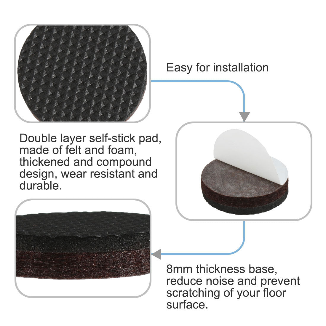 Harfington Felt Pads Grippers Round Self Stick Anti Slip 36pcs