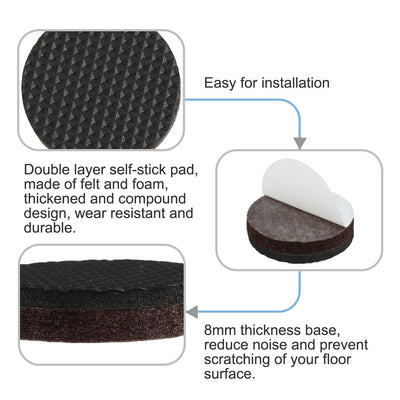 Harfington Felt Pads Grippers Round Self Stick Anti Slip 36pcs