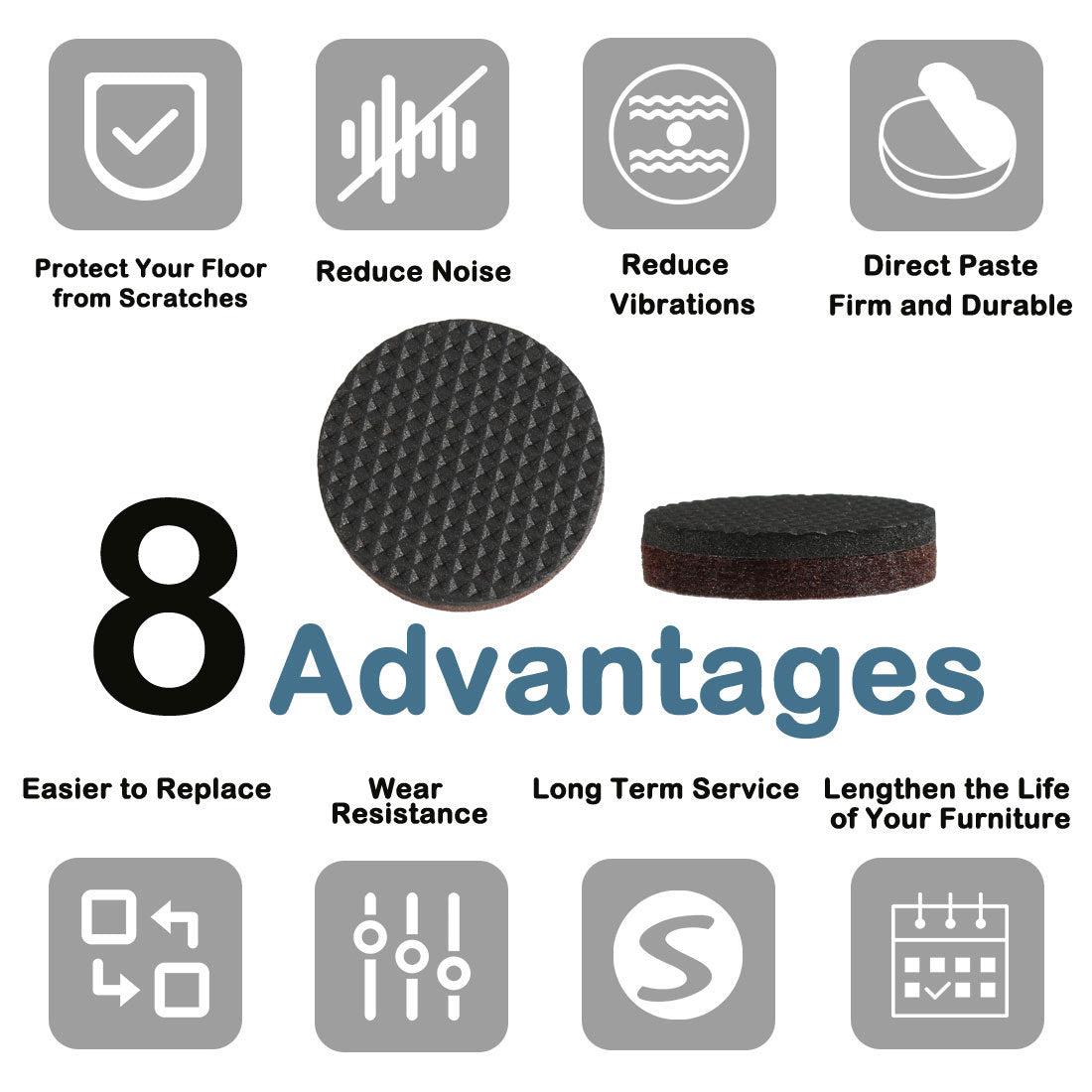 Harfington Felt Pads Grippers Round Self Stick Anti Slip 36pcs