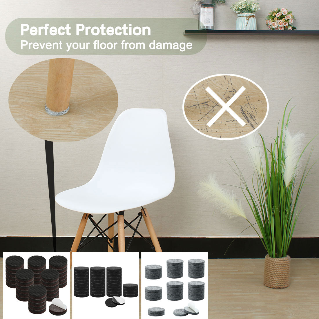 Harfington Felt Pads Grippers Round Self Stick Anti Slip 36pcs