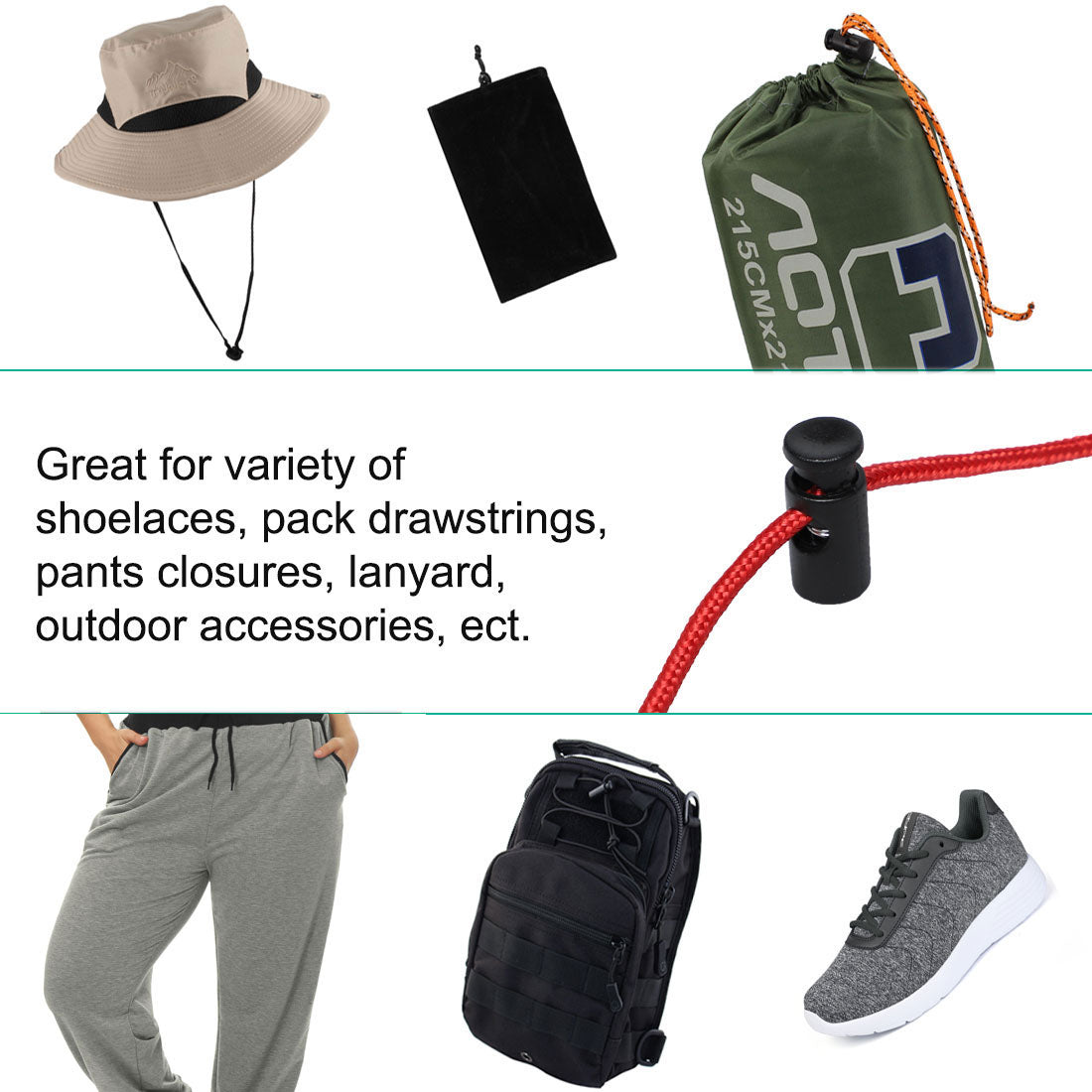 Harfington 12pcs Plastic Cord Lock Stoppers Spring Toggle Fastener Organizer