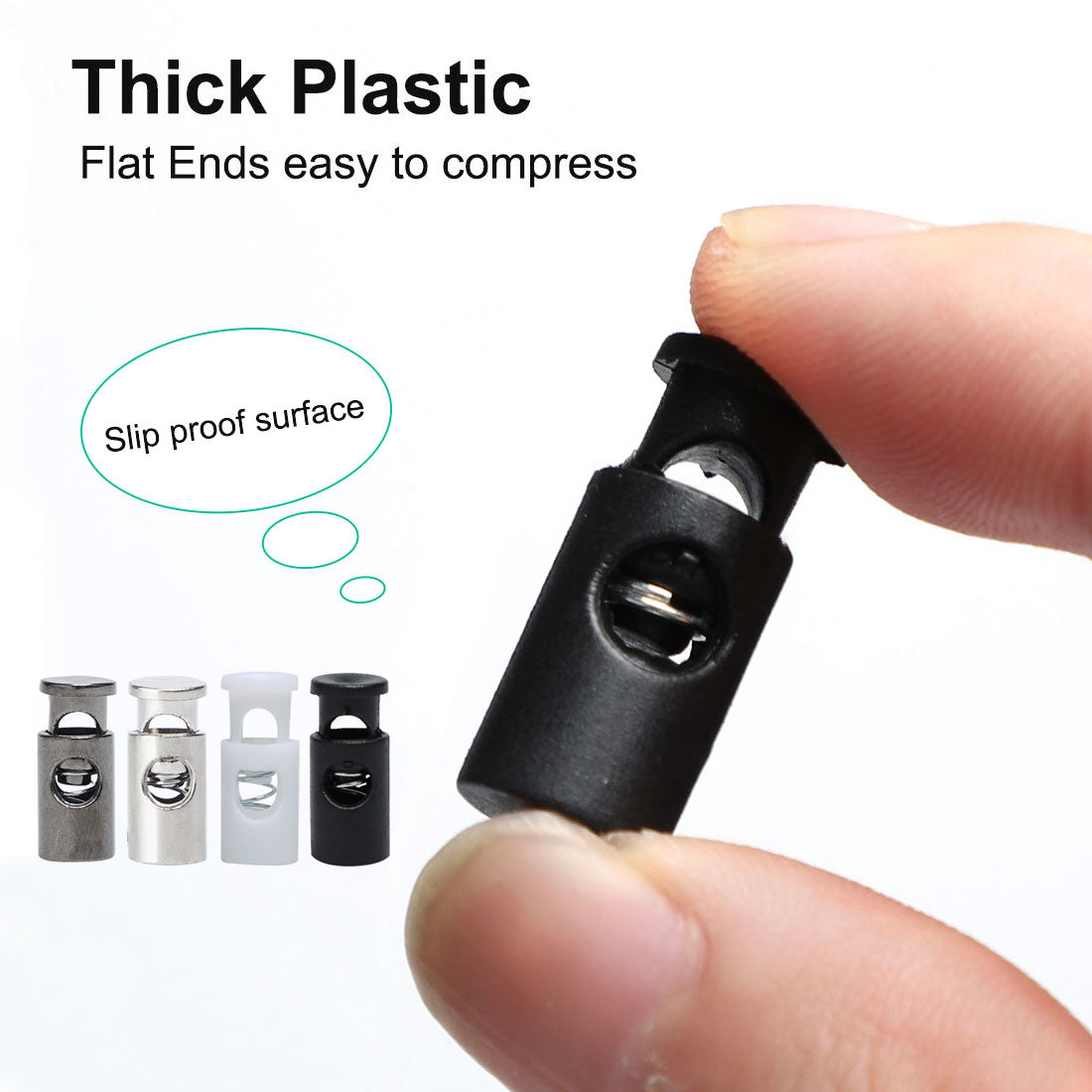 Harfington 12pcs Plastic Cord Lock Stoppers Spring Toggle Fastener Organizer