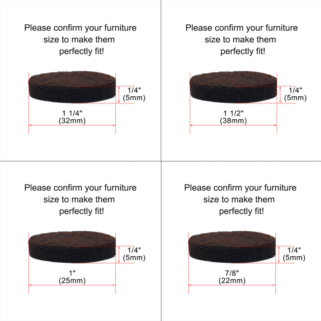 Harfington Home Felt Furniture Feet Pads Round Self Adhesive Floor Protector 16pcs