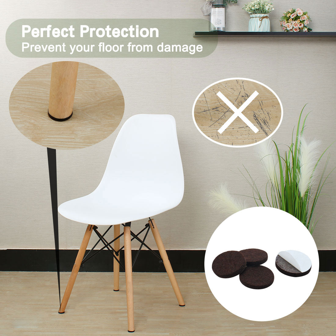 Harfington Home Felt Furniture Feet Pads Round Self Adhesive Floor Protector 16pcs