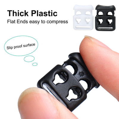 Harfington 12pcs Plastic Cord Lock Stoppers End Spring Toggle Fasteners Organizer