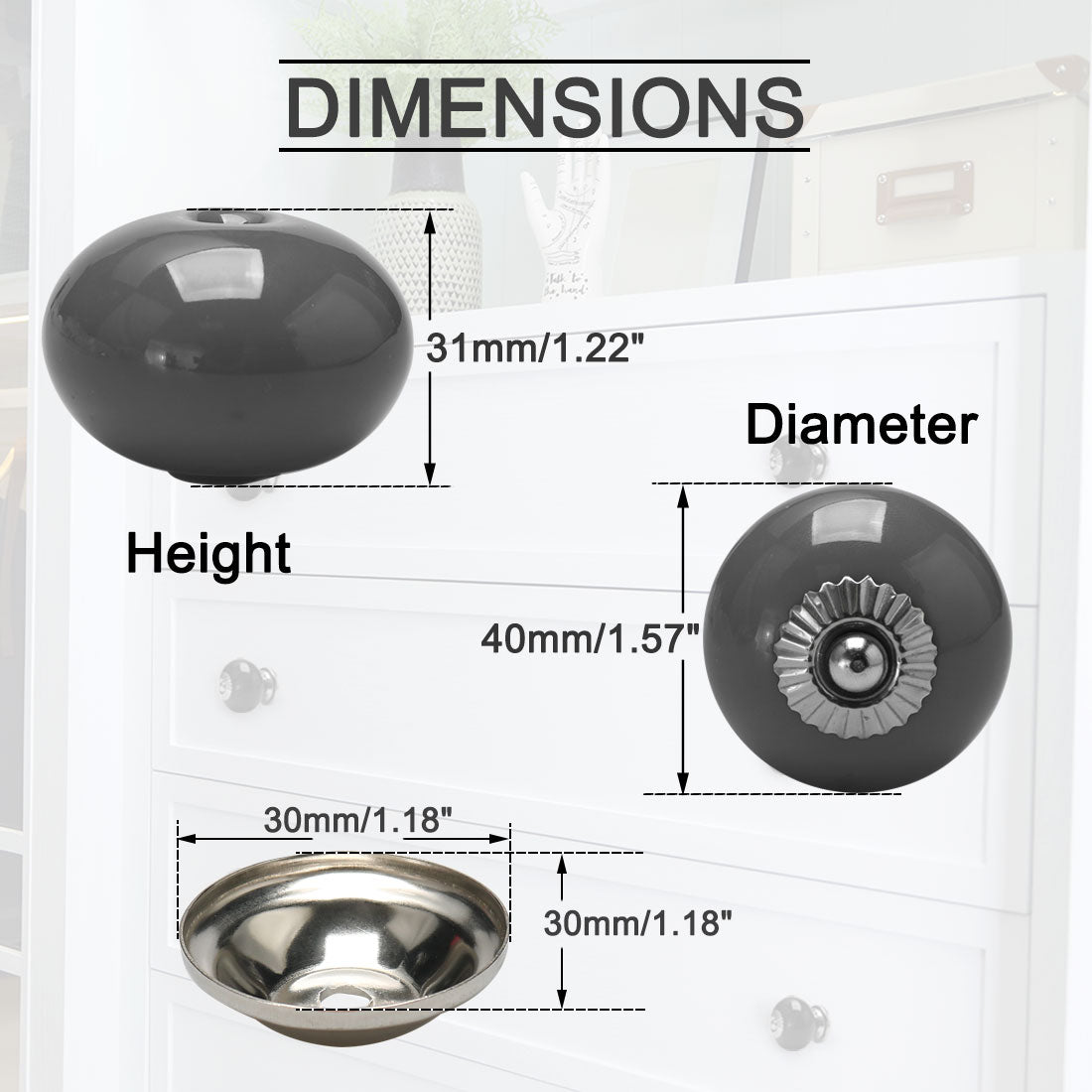 Harfington Ceramic Vintage Knob Drawer Round Handle Cupboard Wardrobe Dresser 6pcs