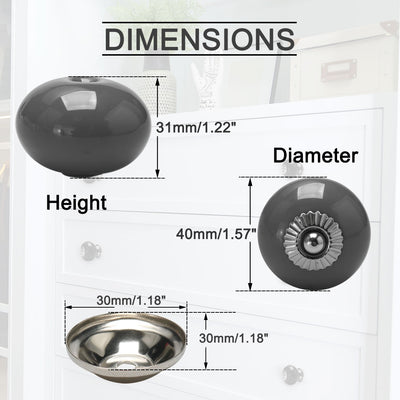 Harfington Ceramic Vintage Knob Drawer Round Handle Cupboard Wardrobe Dresser 6pcs