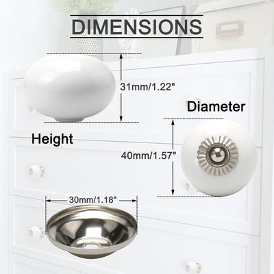 Harfington Ceramic Vintage Knob Drawer Round Pull Handle Wardrobe Dresser Door 6pcs