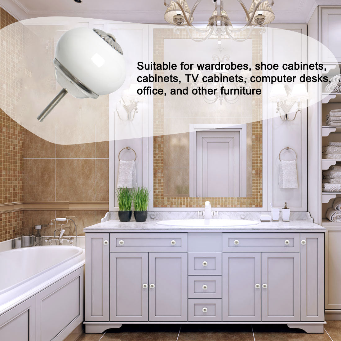 Harfington Ceramic Vintage Knob Drawer Round Pull Handle Wardrobe Dresser Door 6pcs