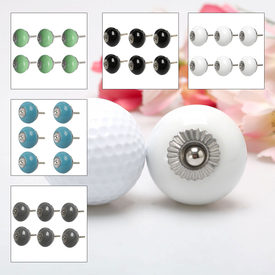 Harfington Ceramic Vintage Knob Drawer Round Pull Handle Wardrobe Dresser Door 6pcs