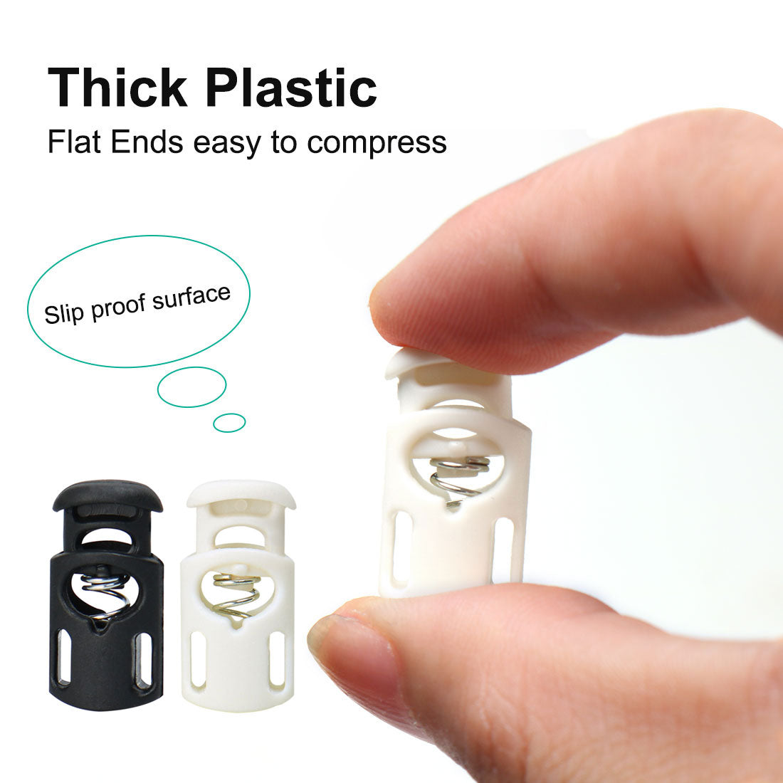 Harfington 20pcs Plastic Cord Lock Stopper Spring Toggle Fastener Slider Organizer